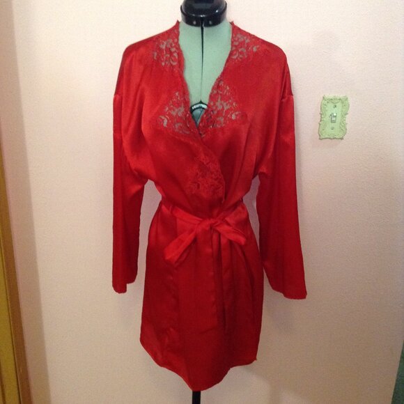 Victoria's Secret Other - Vintage 1990s '90s Victoria's Secret Red Satin Robe with Belt